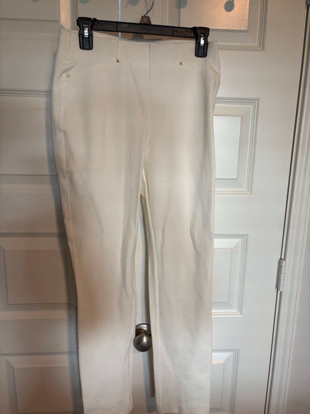 Cream Straight-Leg Pull-On Pants